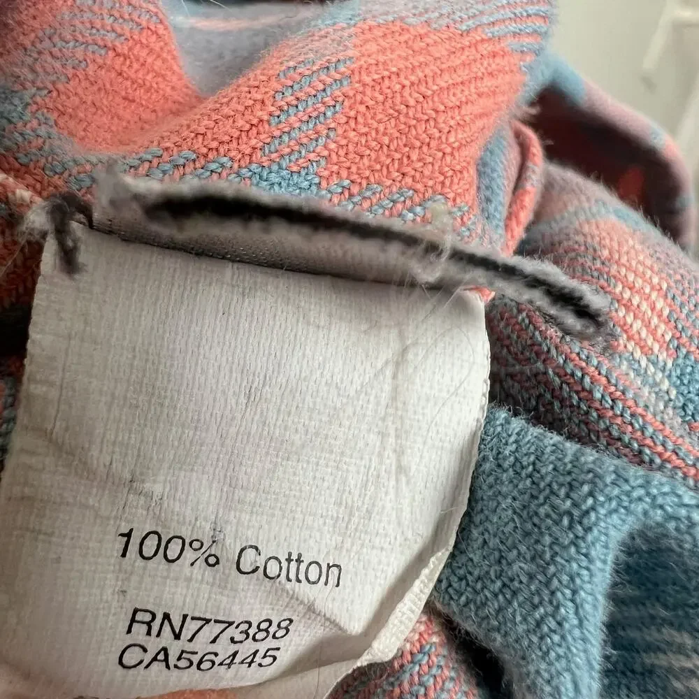 J. Crew Men's Peachy Pink and Sky Blue Button Up Soft Plaid Shirt Size Small‎